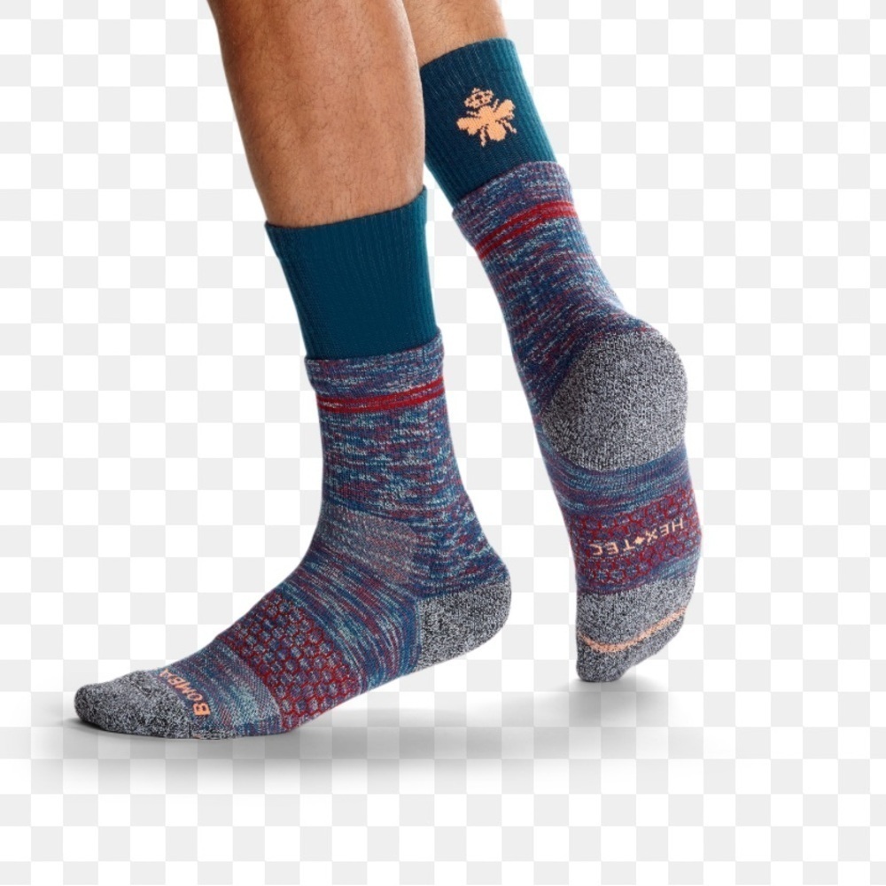 BOMBAS DOUBLE CUFF ALL-PURPOSE PERFORMANCE CALF SOCKS BLUE MAROON